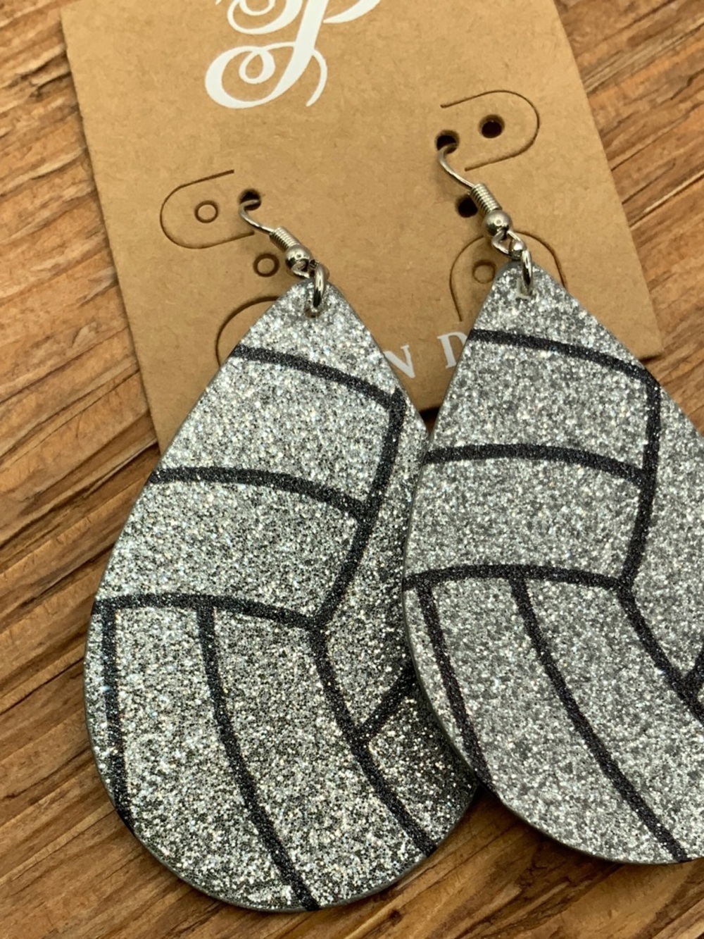 Plunder Design Volleyball Sparkly Glitter Teardrop Dangle Earrings